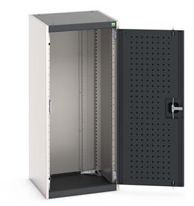 cubio cupboard with perfo doors. WxDxH: 525x525x1200mm. RAL 7035/5010 or selected Cubio Bott Cupboards to add Drawers, Shelves, CNC, Perfo or Louvre Storage